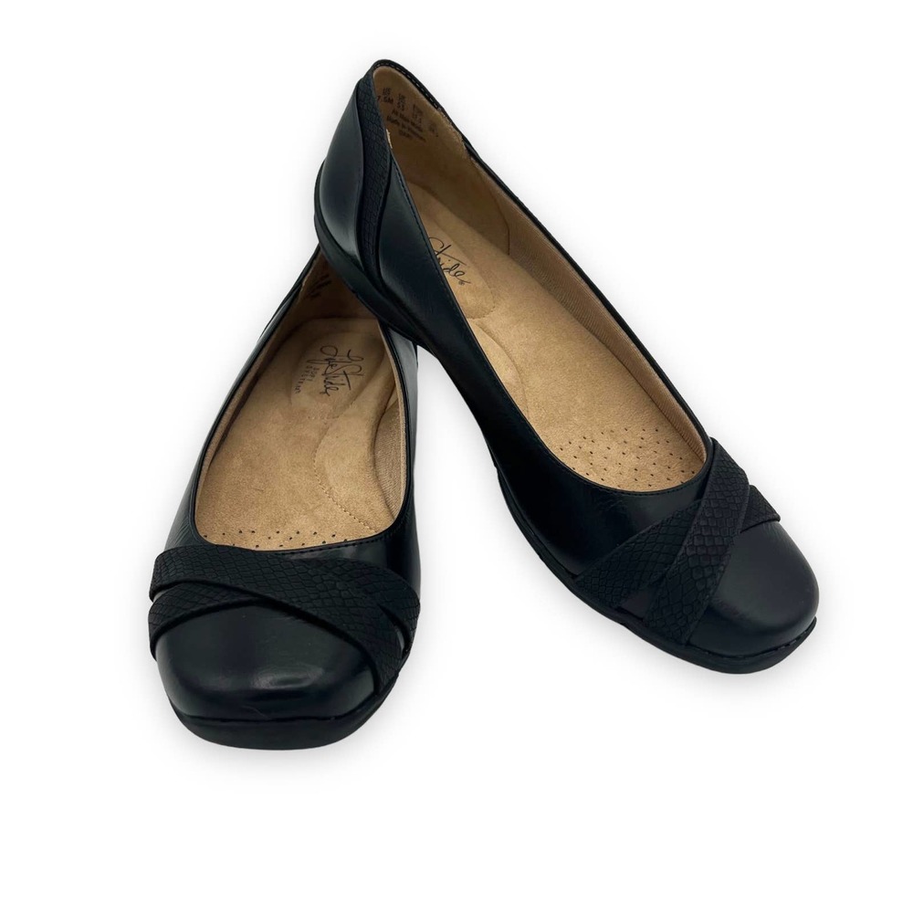 Life Stride Dari Black Leather Ballet Flats Women’s Size 7.5 NWOT